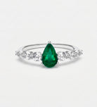 Emerald Teardrop Ring in 925 Silver High Quality Simulated Diamonds and Emerald Stone - Ash & Harry