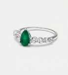 Emerald Teardrop Ring in 925 Silver High Quality Simulated Diamonds and Emerald Stone - Ash & Harry