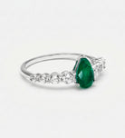Emerald Teardrop Ring in 925 Silver High Quality Simulated Diamonds and Emerald Stone - Ash & Harry