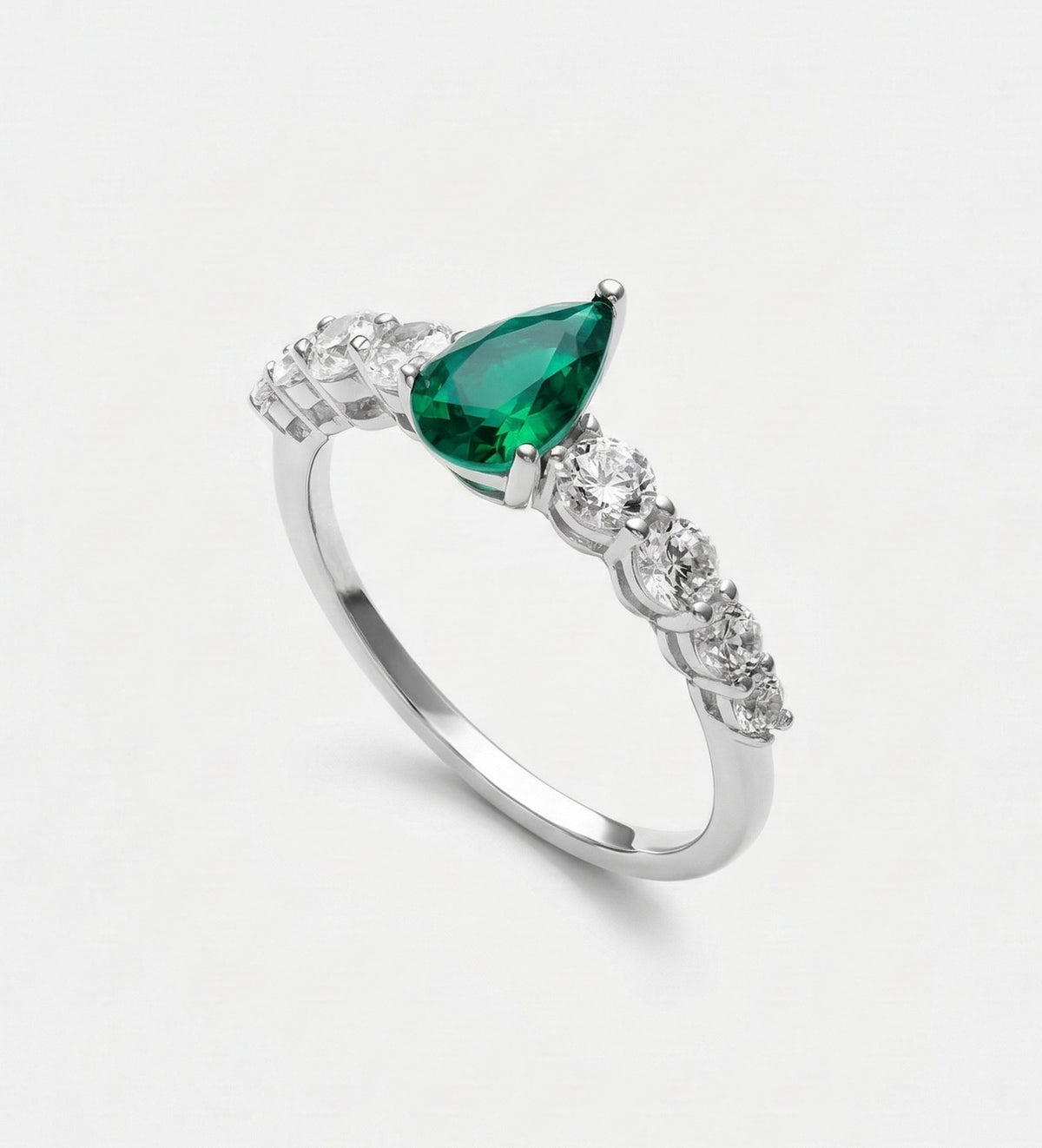 Emerald Teardrop Ring in 925 Silver High Quality Simulated Diamonds and Emerald Stone - Ash & Harry