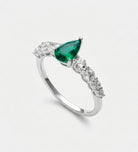 Emerald Teardrop Ring in 925 Silver High Quality Simulated Diamonds and Emerald Stone - Ash & Harry