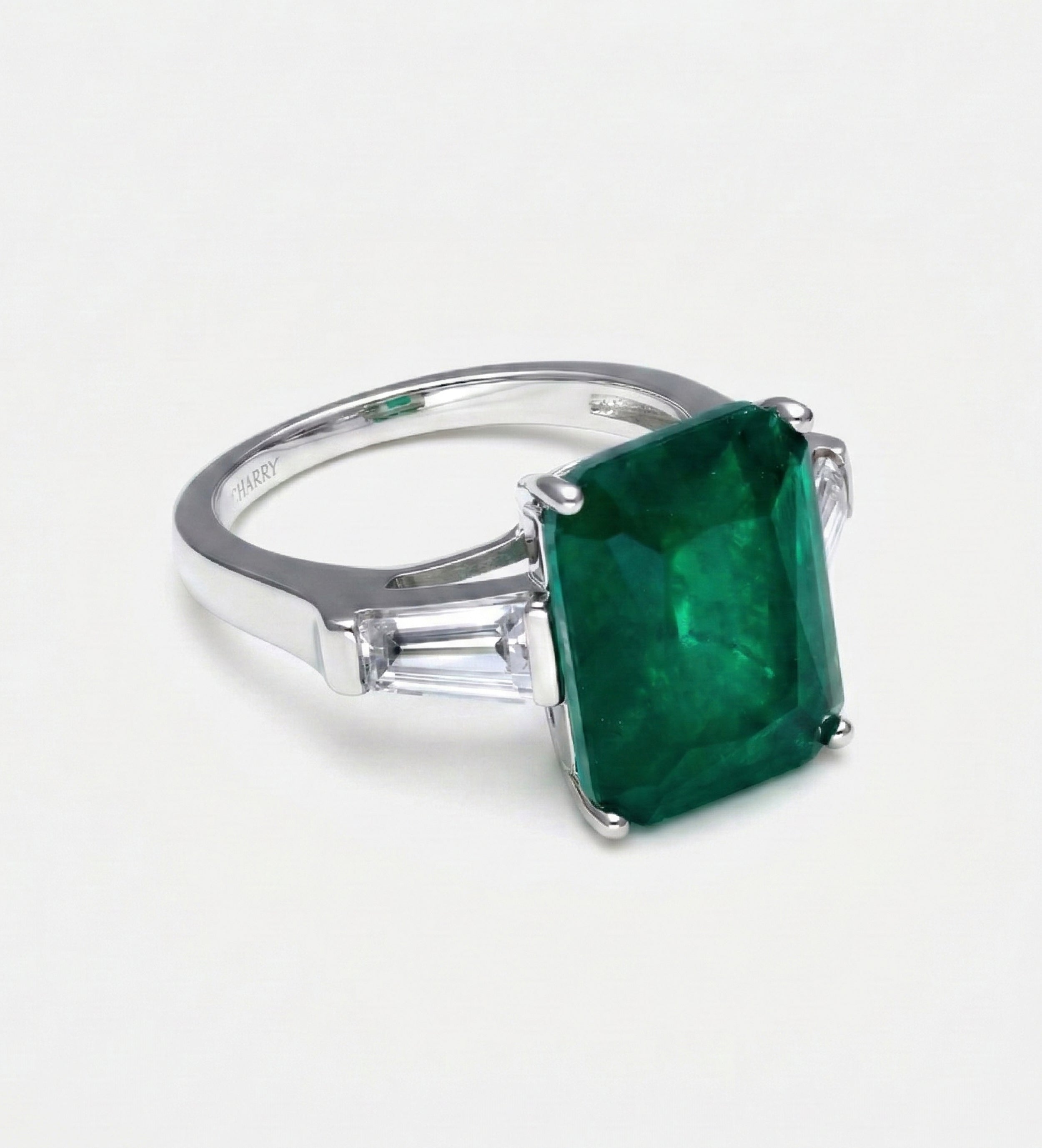 Emerald Baguette Ring In 925 Silver High Quality Simulated Diamonds - Ash & Harry