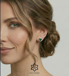 Emerald Heart Majesty Studs in 925 Silver High Quality Simulated Diamonds and Crafted Heart - Shaped Emerald Stones - Ash & Harry