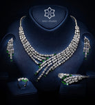 Estelle Green Luxury Bridal Full Set in High Quality Simulated Diamonds Rhodium Plated - Ash & Harry