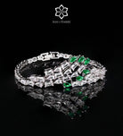 Estelle Green Luxury Bridal Full Set in High Quality Simulated Diamonds Rhodium Plated - Ash & Harry