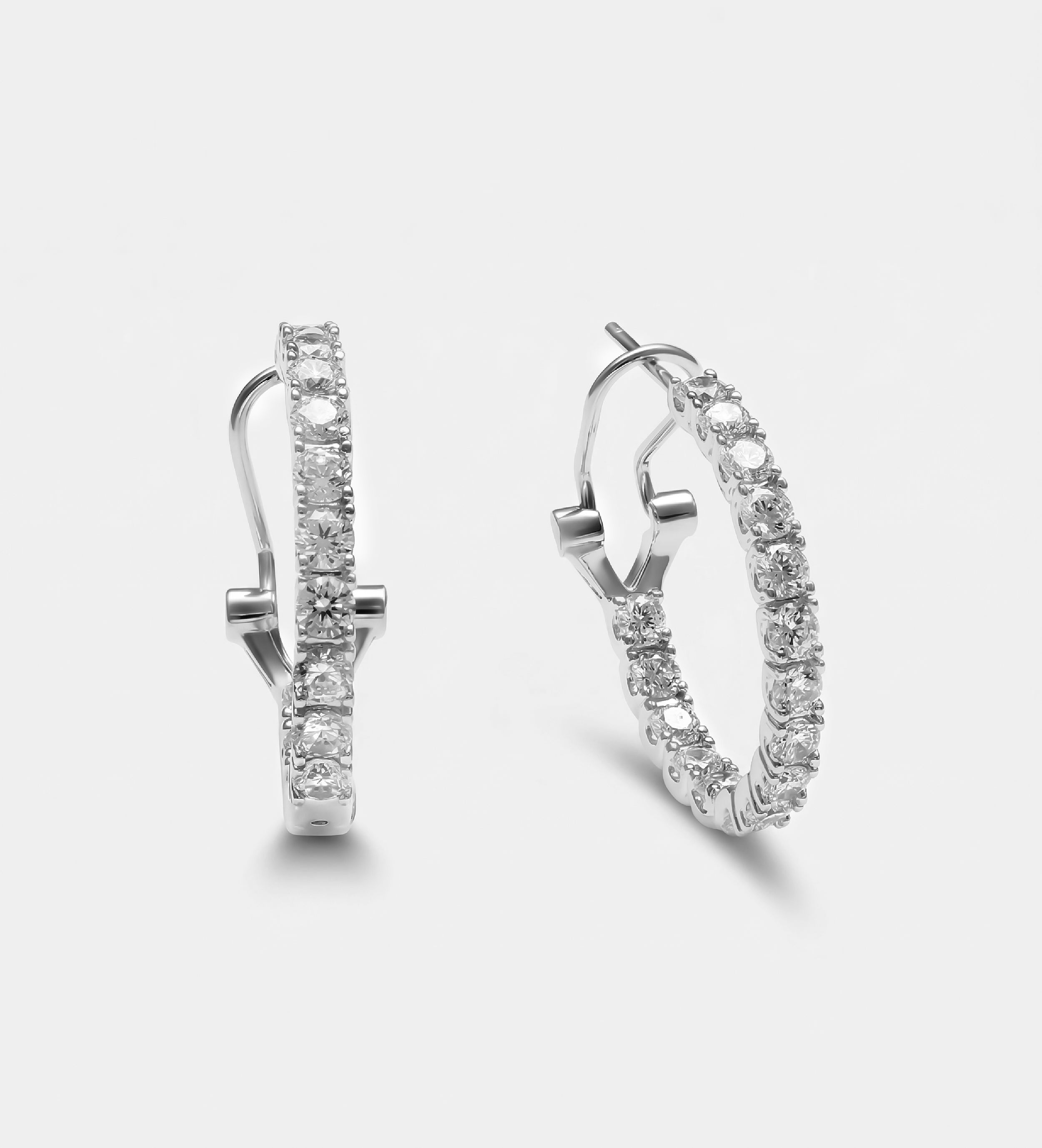 Eternal Radiance Inside out Tennis Hoops in 925 Silver with 3MM High Quality Simulated Diamond - Ash & Harry