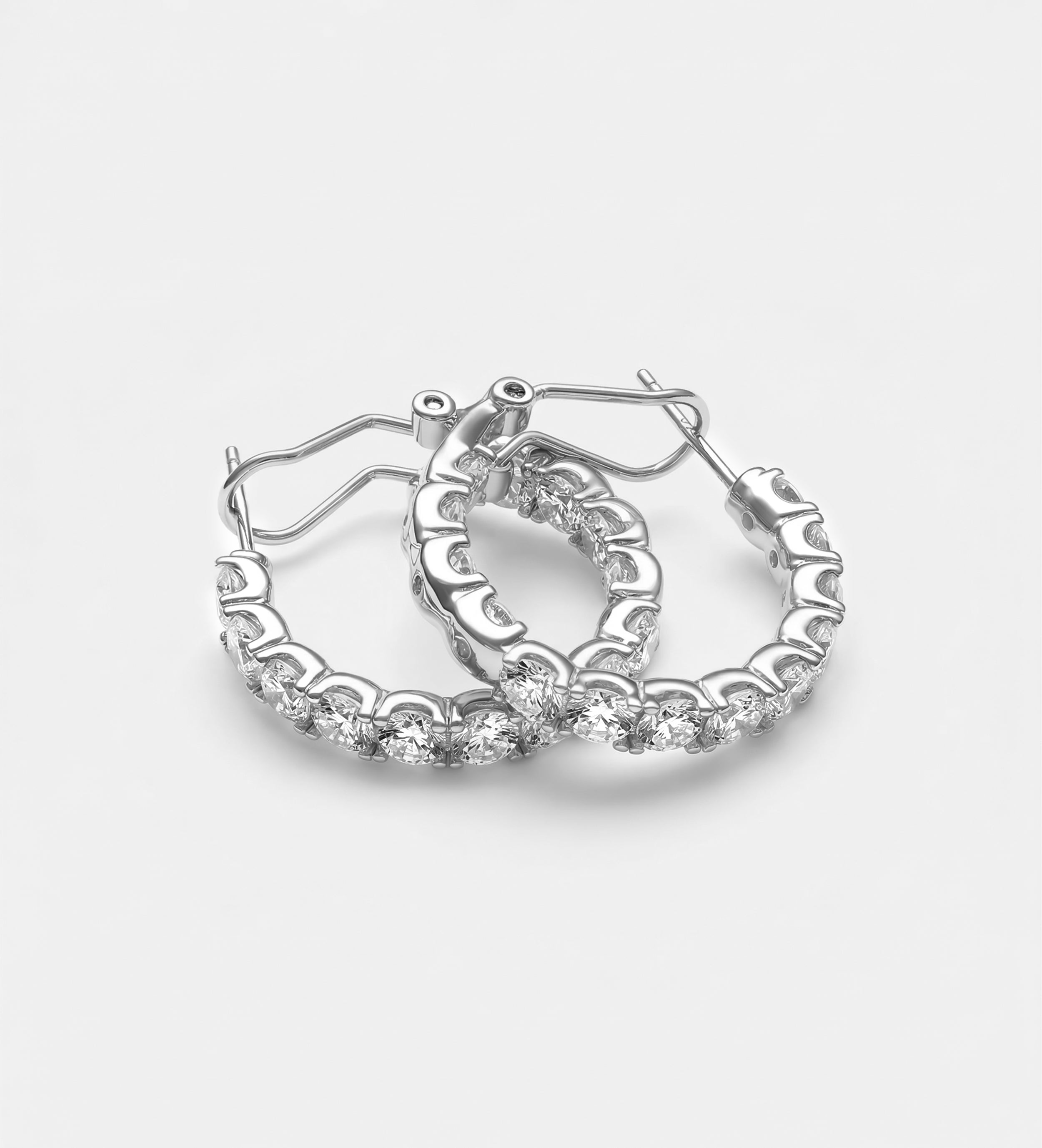 Eternal Radiance Inside out Tennis Hoops in 925 Silver with 4MM High Quality Simulated Diamond - Ash & Harry