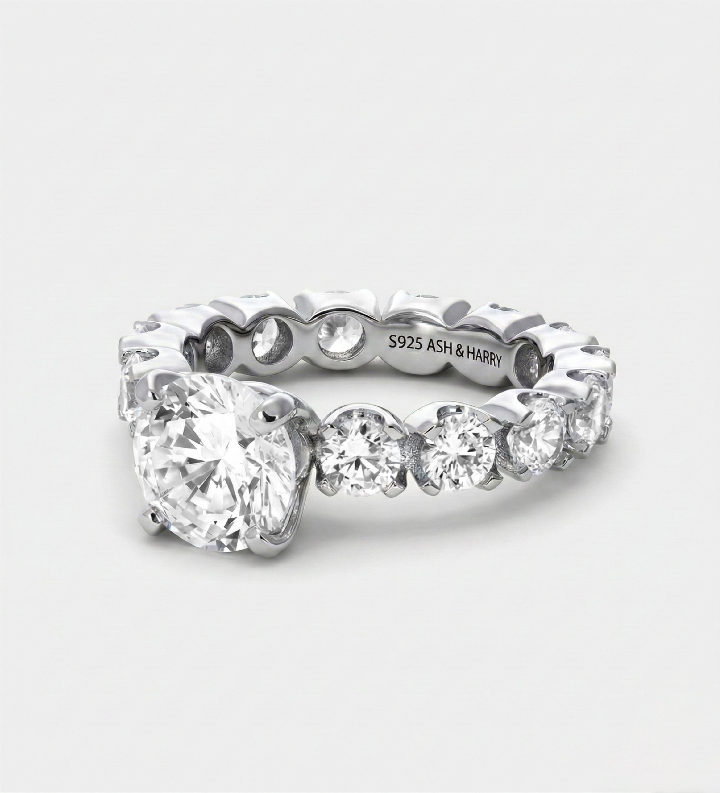 Eternal Solitaire Ring in 925 Silver with High Quality Simulated Diamonds - Ash & Harry