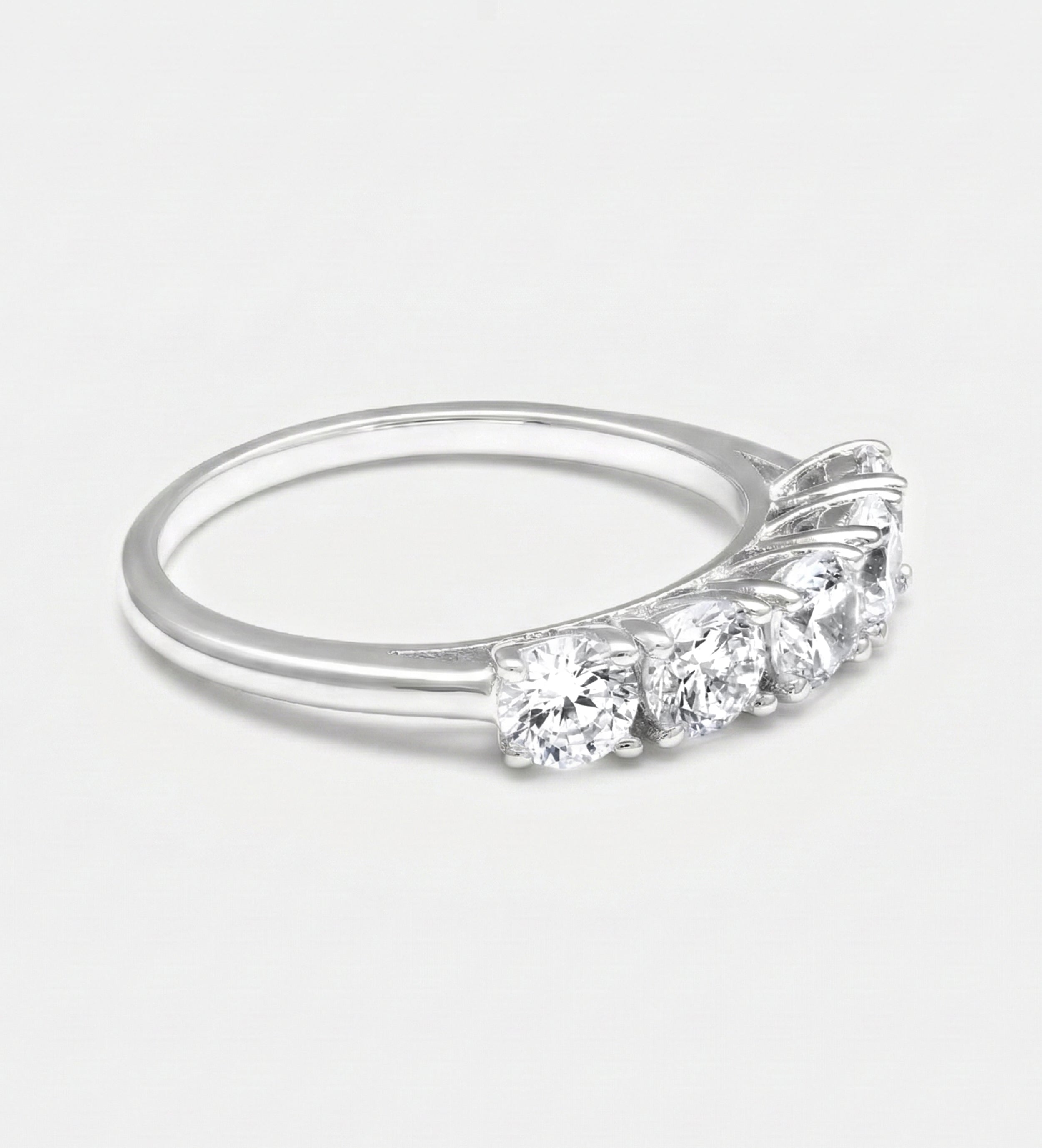 Five Star Row Ring in 925 Silver with High Quality Simulated Diamonds - Ash & Harry