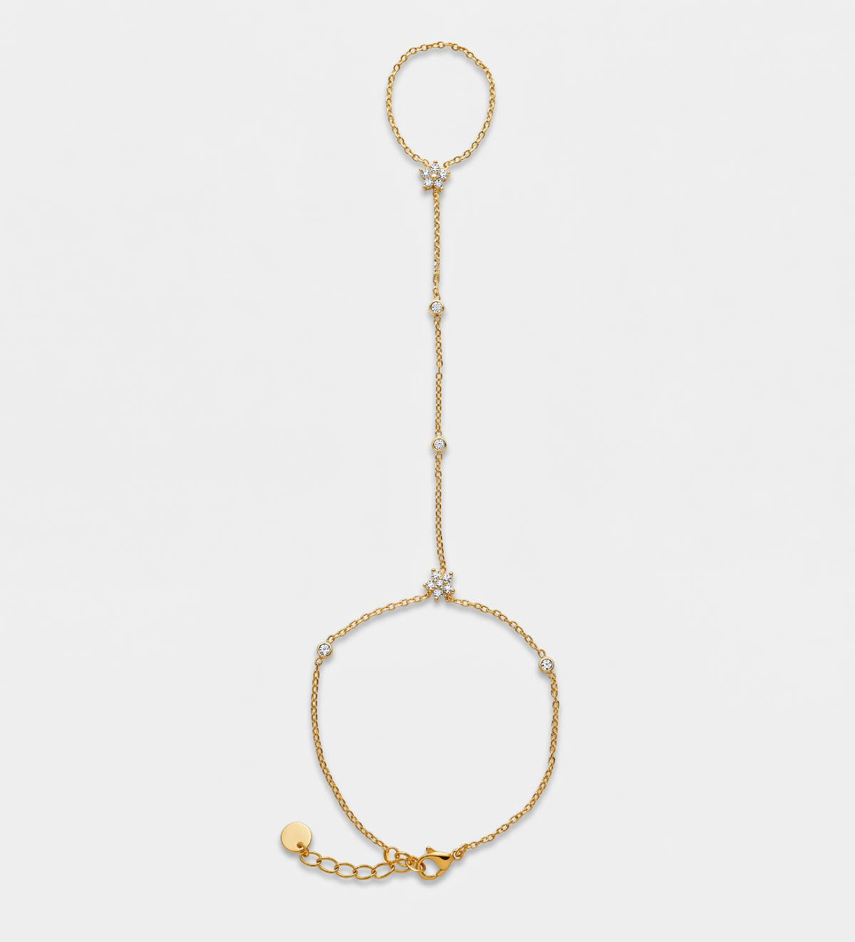 Fleur Link Hand Chain in Gold With High Quality Simulated Diamonds - Ash & Harry