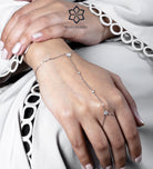 Fleur Link Hand Chain in Silver With High Quality Simulated Diamonds - Ash & Harry