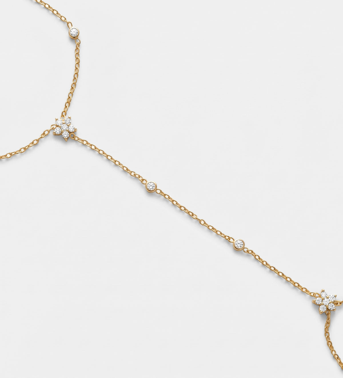 Fleur Link Hand Chain in Gold With High Quality Simulated Diamonds - Ash & Harry