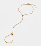 Fleur Link Hand Chain in Gold With High Quality Simulated Diamonds - Ash & Harry