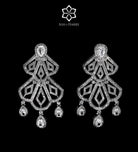 Frosted Lotus Regal Long Chain Set in High Quality Simulated Diamonds Rhodium Plated - Ash & Harry