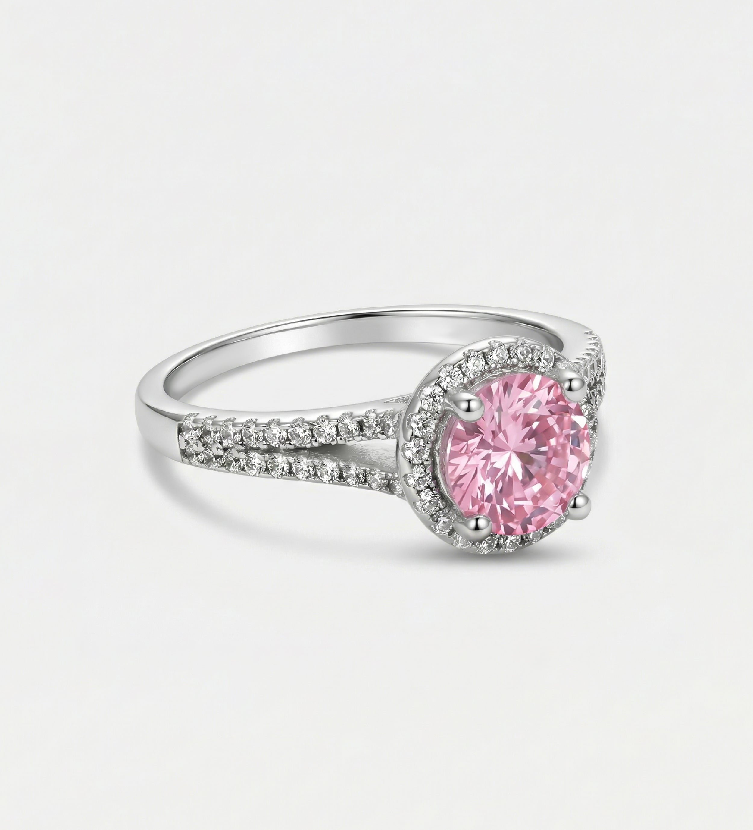 Frosted Sakura Ring in 925 Silver with High - Quality White and Pink Simulated Diamonds - Ash & Harry