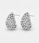Frosted Teardrop Studs in Silver with High Quality Simulated Diamonds - Ash & Harry