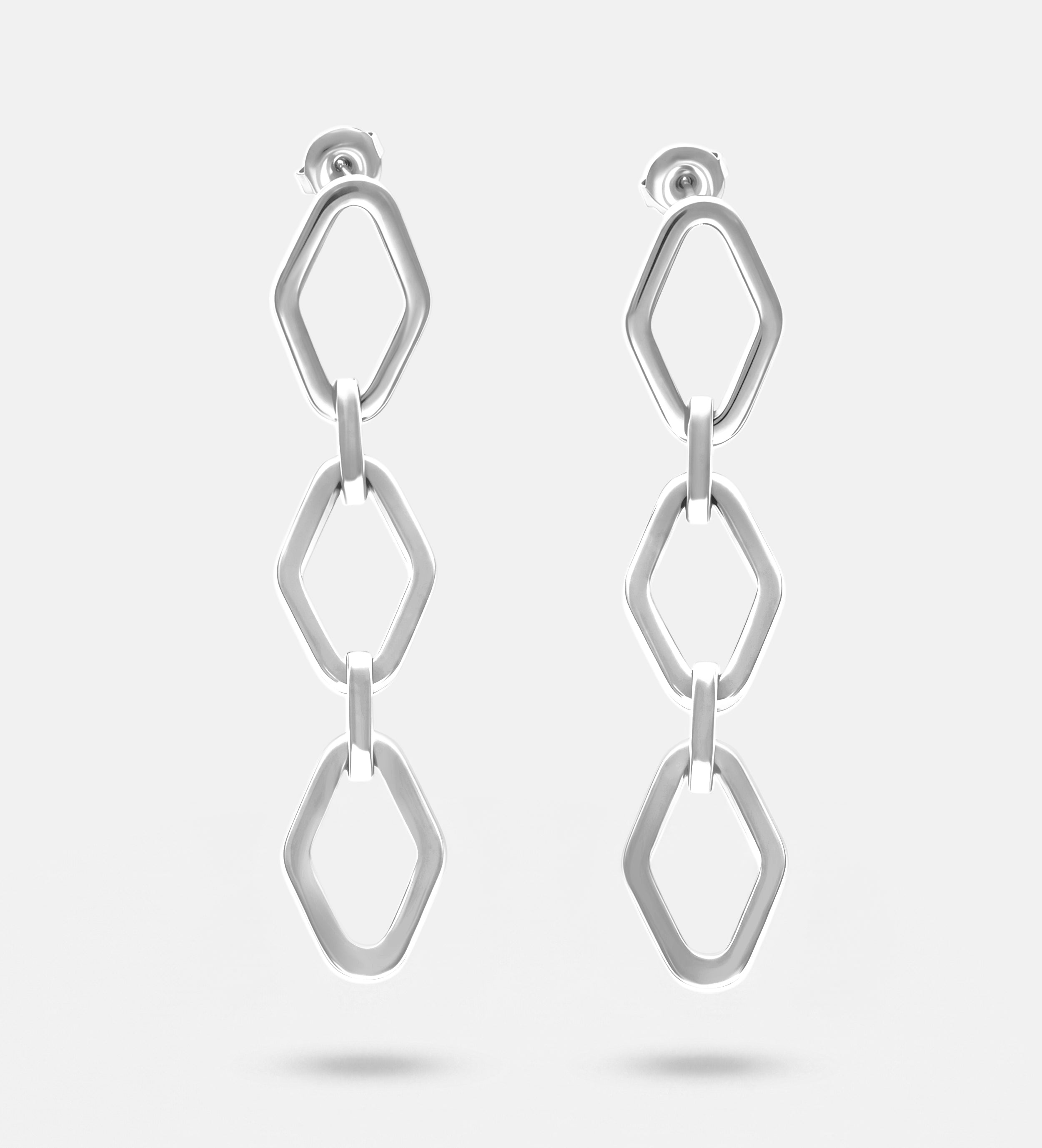 Geo Drop Earrings in Silver - Ash & Harry