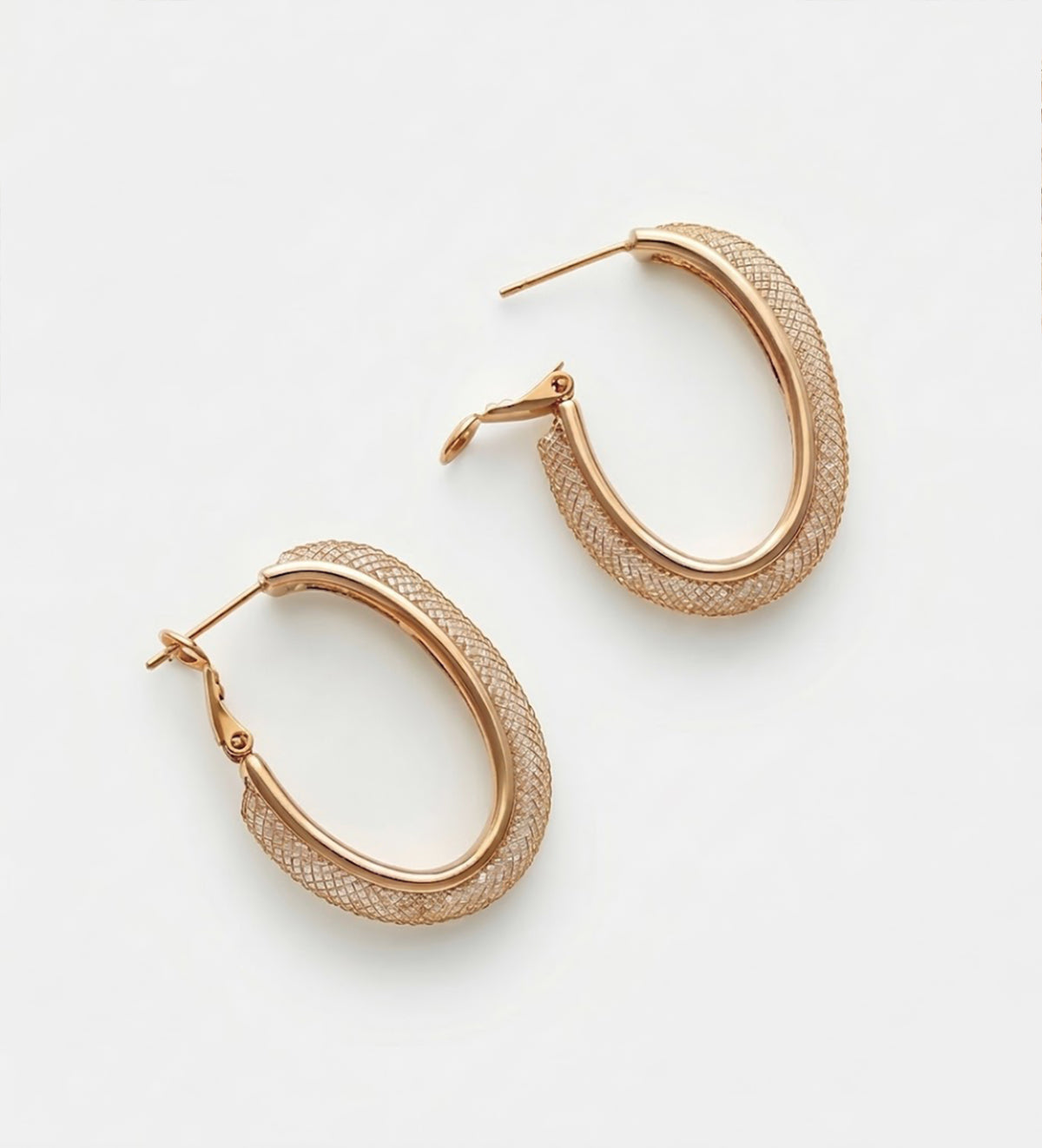 Gilded Mesh Hoops With High Quality Simulated Emerald and Diamonds - Ash & Harry