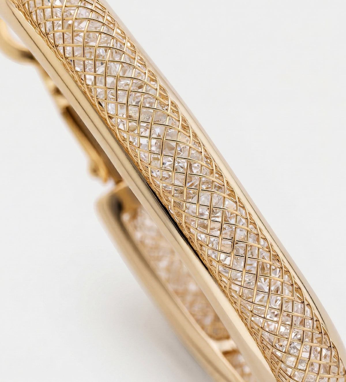 Gilded Mesh Hoops With High Quality Simulated Emerald and Diamonds - Ash & Harry