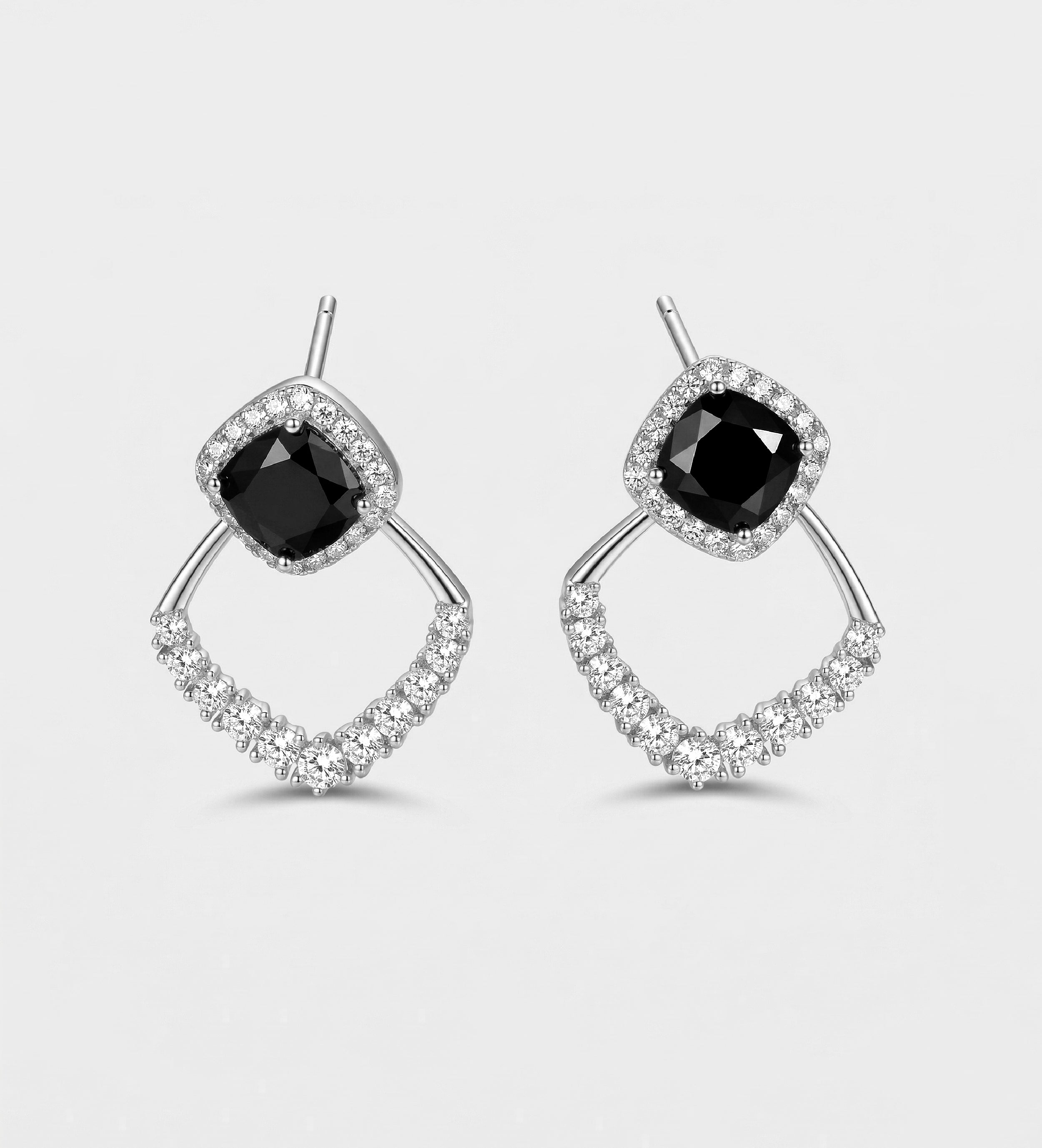 Gilded Onyx Earrings With High Quality Simulated Diamonds - Ash & Harry