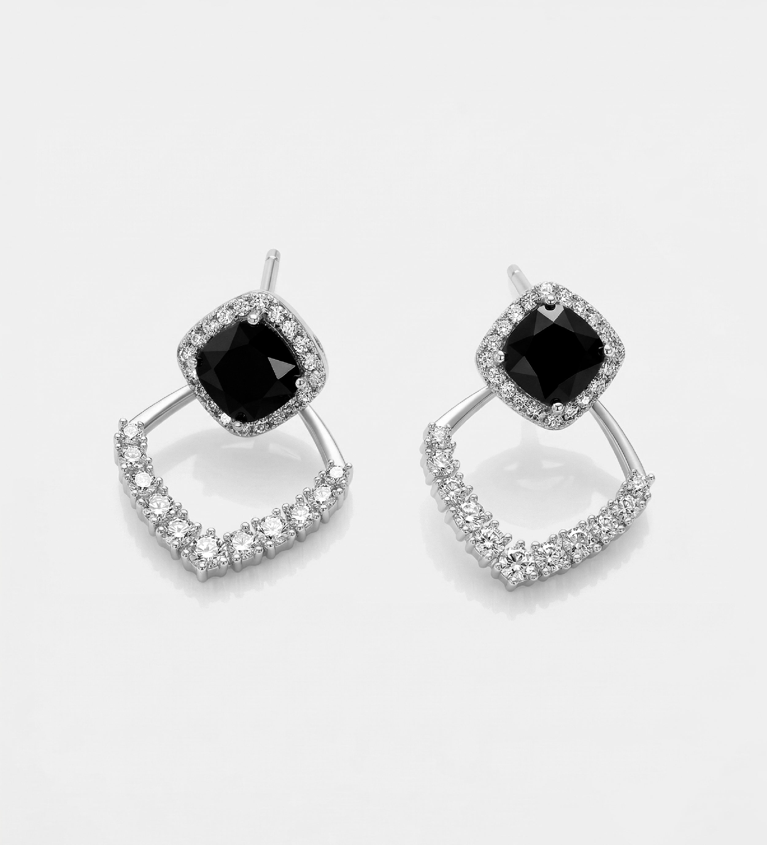 Gilded Onyx Earrings With High Quality Simulated Diamonds - Ash & Harry