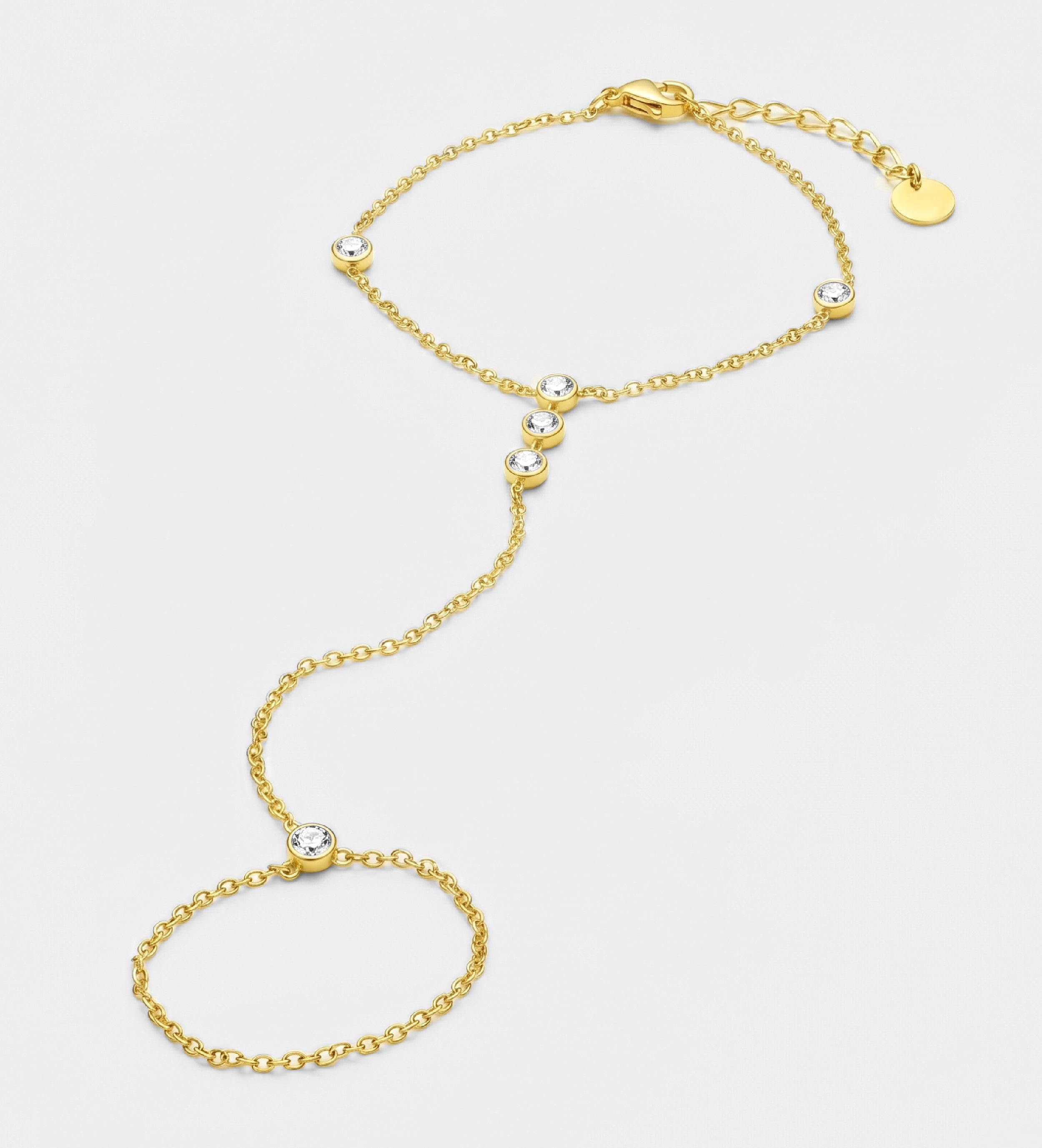 Glow Drop Hand Chain in Gold - Ash & Harry