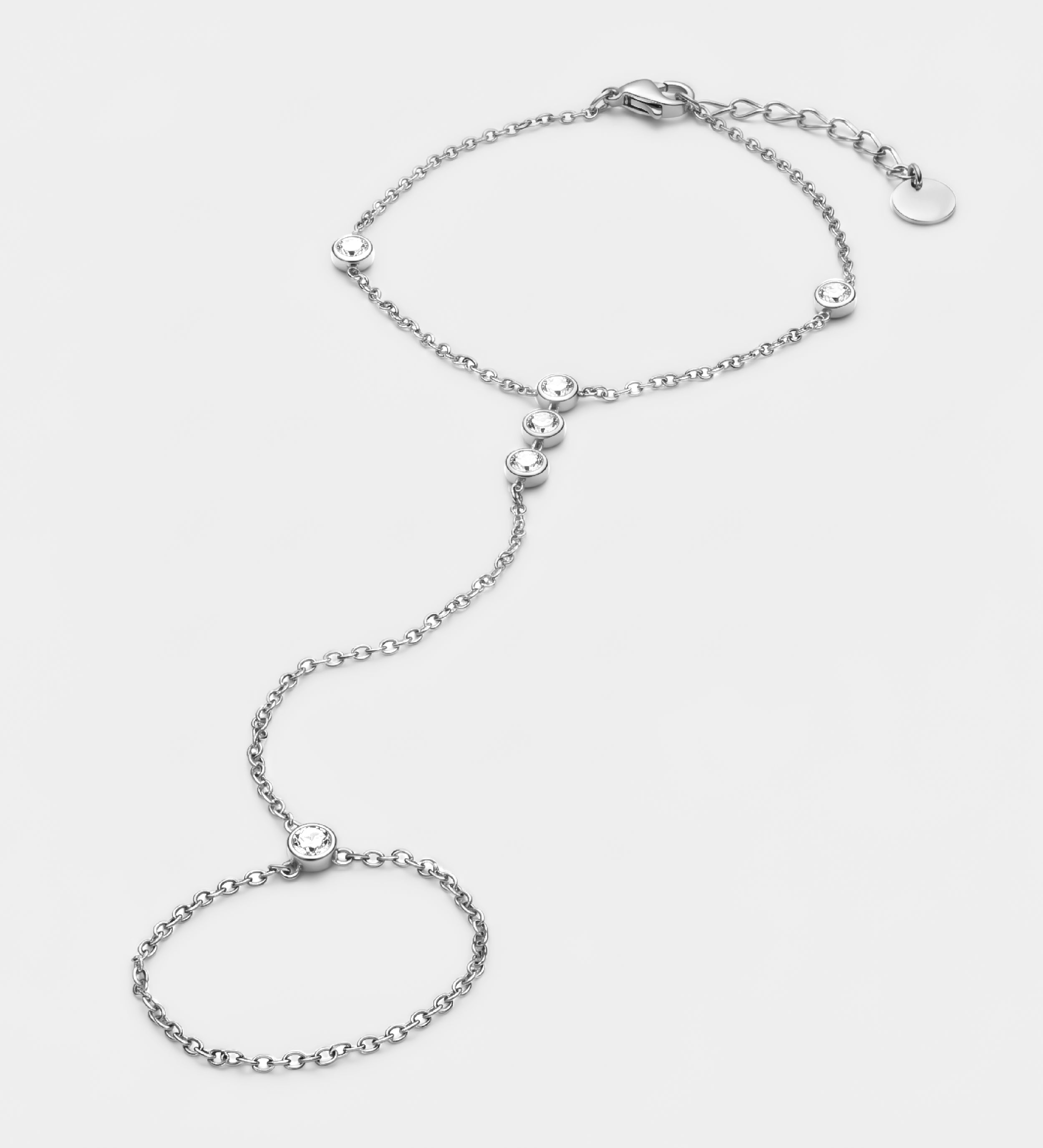Glow Drop Hand Chain in Silver - Ash & Harry