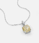 Golden Regent Cushion Cut Pendant in 925 Silver with White and Crafted Canary Simulated Diamonds - Ash & Harry