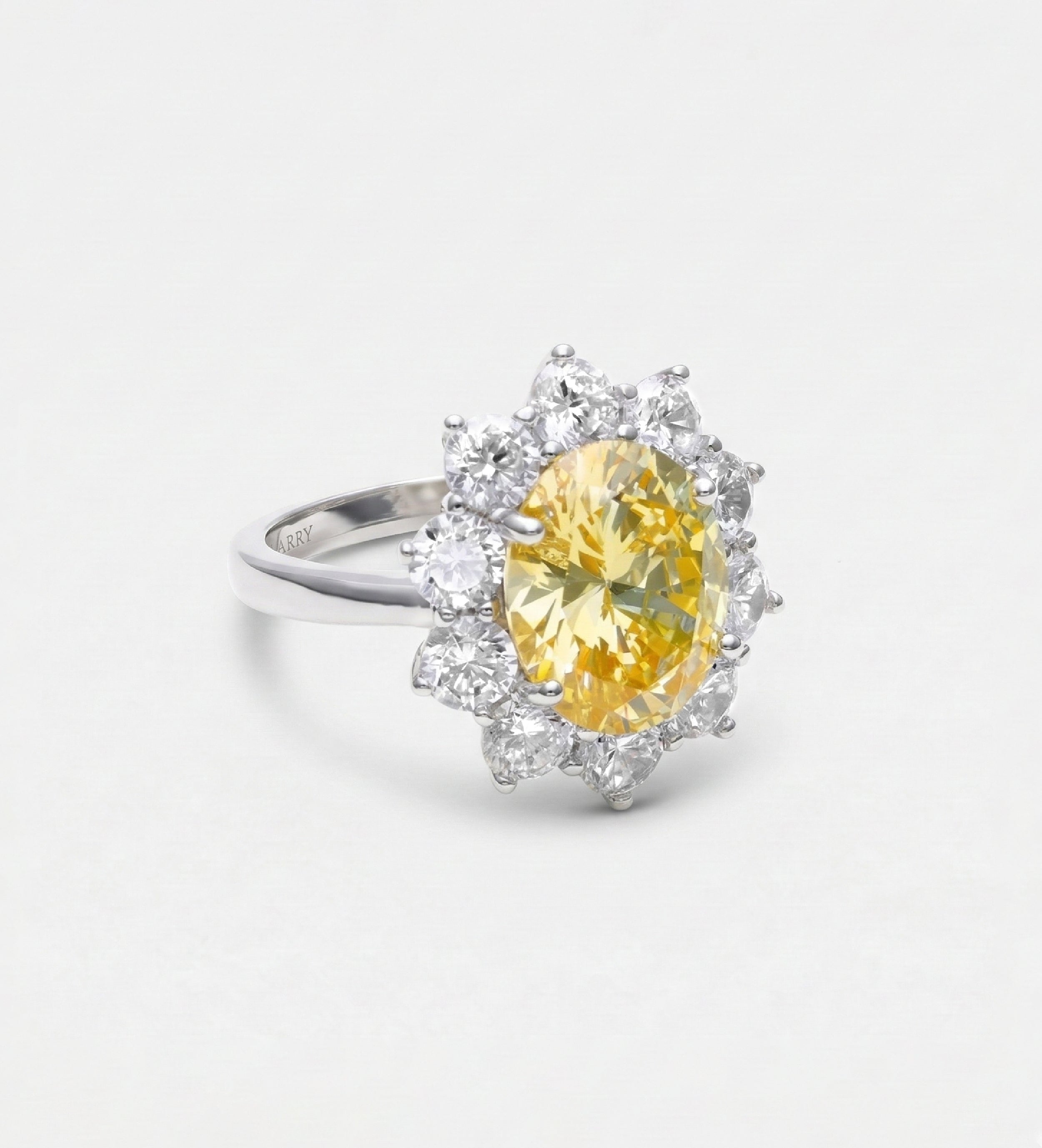Golden Aura Ring in 925 Silver with High Quality Simulated White and Crafted Canary Diamonds - Ash & Harry