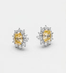 Golden Aura Studs in 925 Silver with High Quality Simulated White and Crafted Canary Diamonds - Ash & Harry