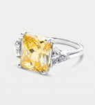 Golden Hour Cushion Ring in 925 Silver with High - Quality White and Canary Simulated Diamonds - Ash & Harry