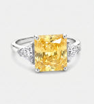 Golden Hour Cushion Ring in 925 Silver with High - Quality White and Canary Simulated Diamonds - Ash & Harry