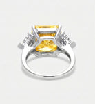 Golden Hour Cushion Ring in 925 Silver with High - Quality White and Canary Simulated Diamonds - Ash & Harry