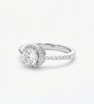 Halo Solitaire Ring in 925 Silver with High - Quality White Simulated Diamonds - Ash & Harry
