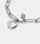Heart Lock Bracelet With Lab Diamond in Rhodium Plating on 925 Silver - Ash & Harry