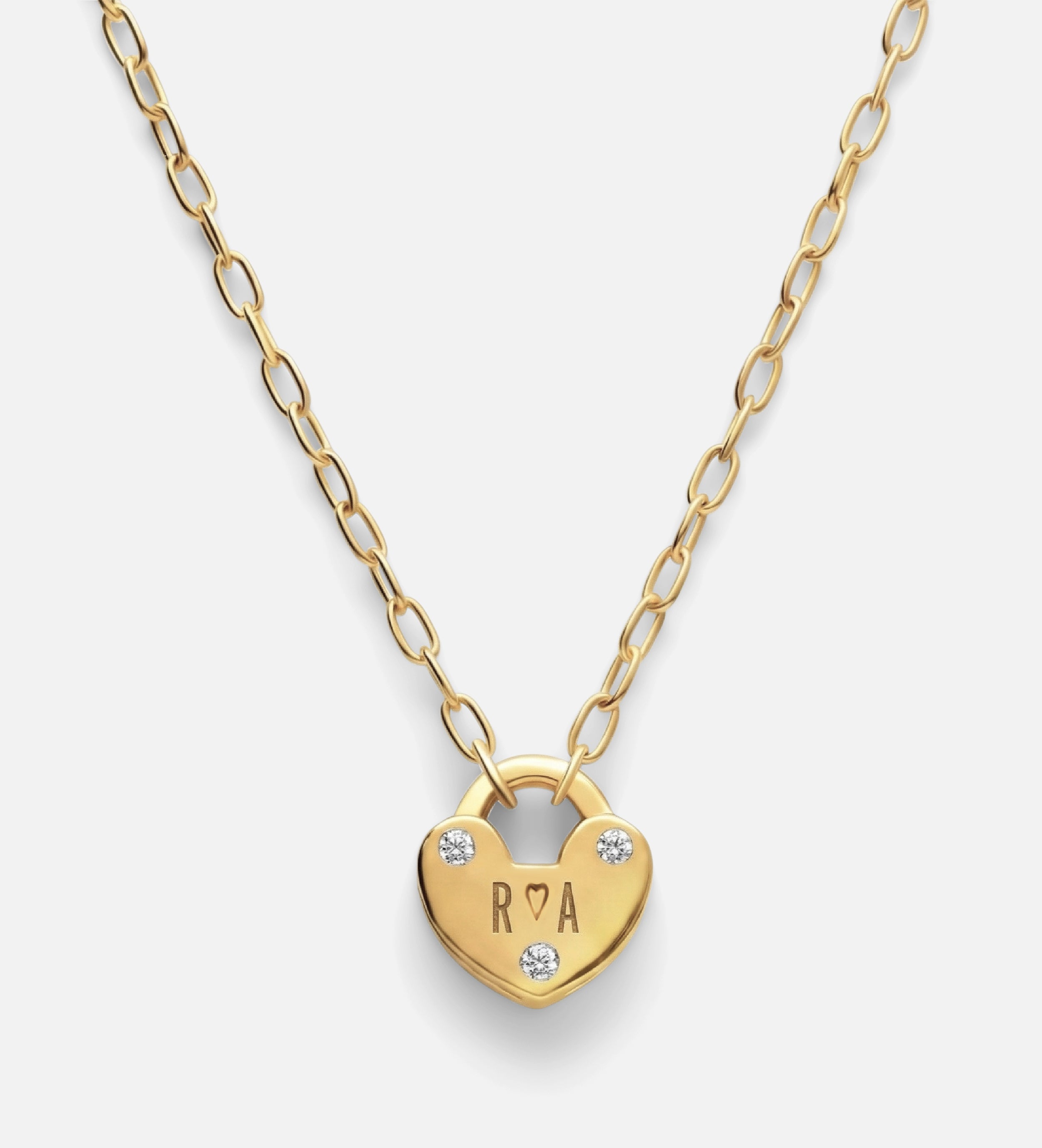 Heart Lock Necklace With Lab Diamond in 18K Gold Plating on 925 Silver - Ash & Harry
