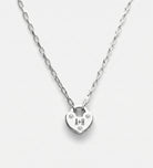 Heart Lock Necklace With Lab Diamond in Rhodium Plating on 925 Silver - Ash & Harry