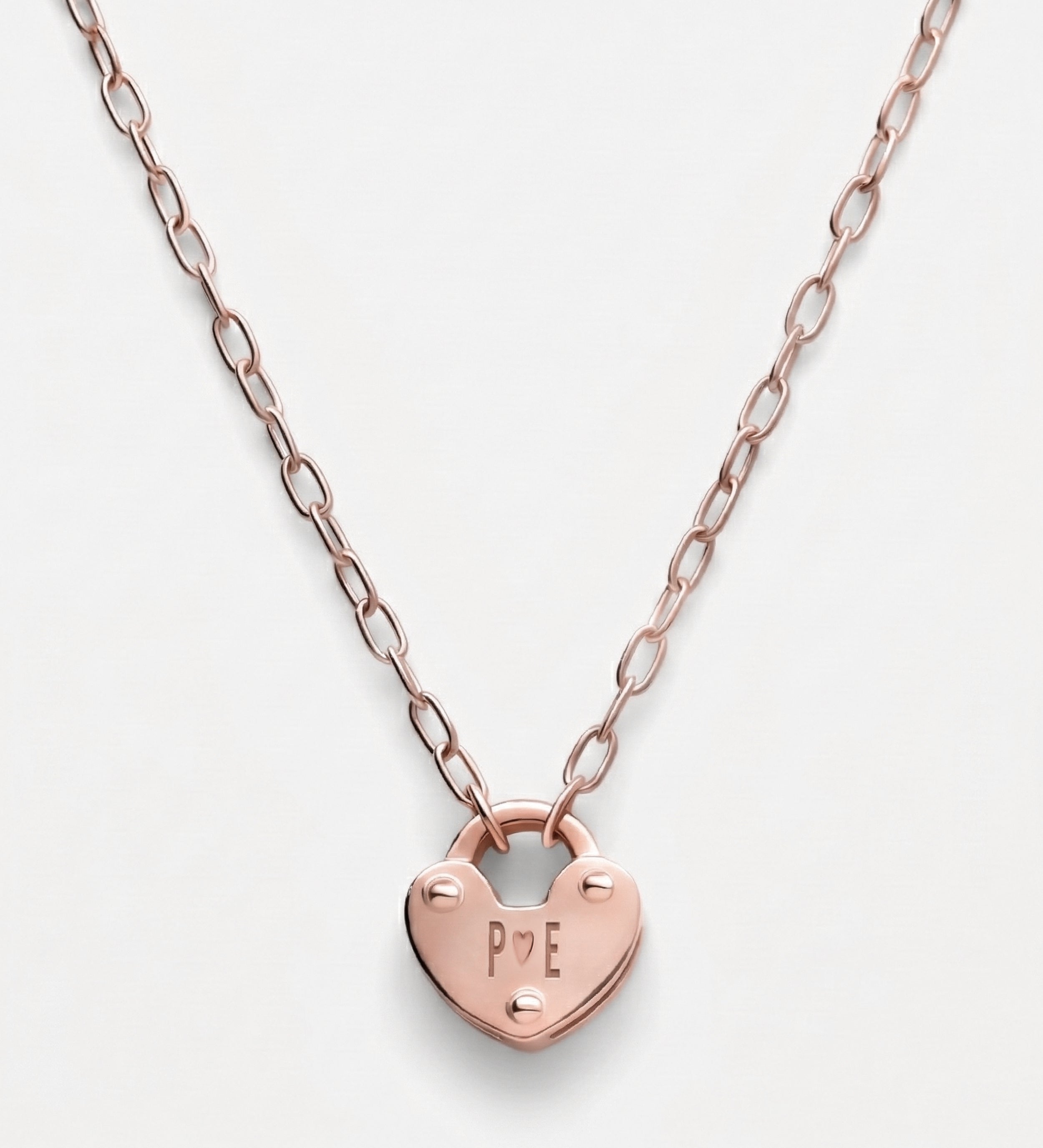Heart Lock Necklace in 18K Rose Gold Plating on 925 Silver - Ash & Harry