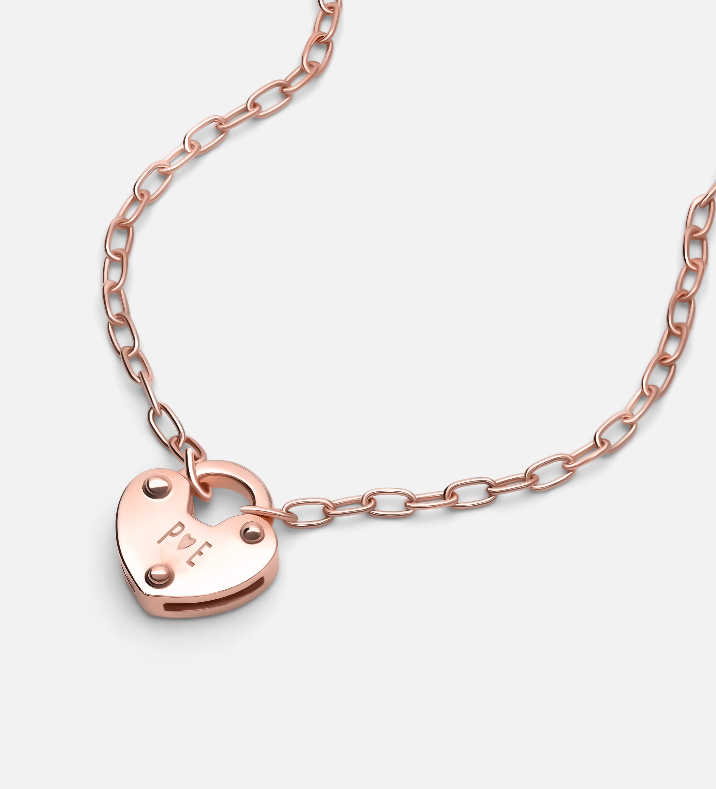 Heart Lock Necklace in 18K Rose Gold Plating on 925 Silver - Ash & Harry