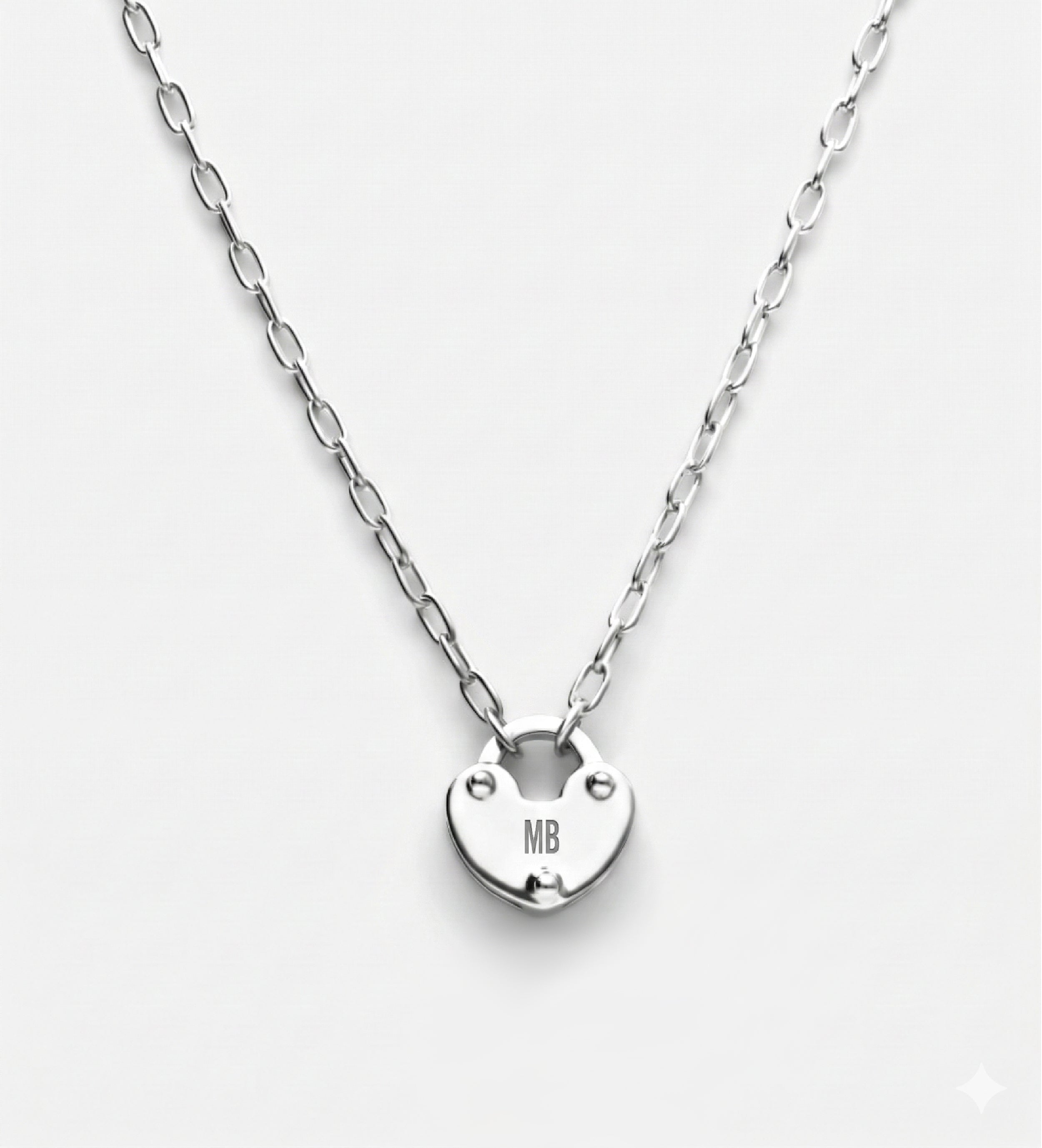 Heart Lock Necklace in Rhodium Plating on 925 Silver - Ash & Harry