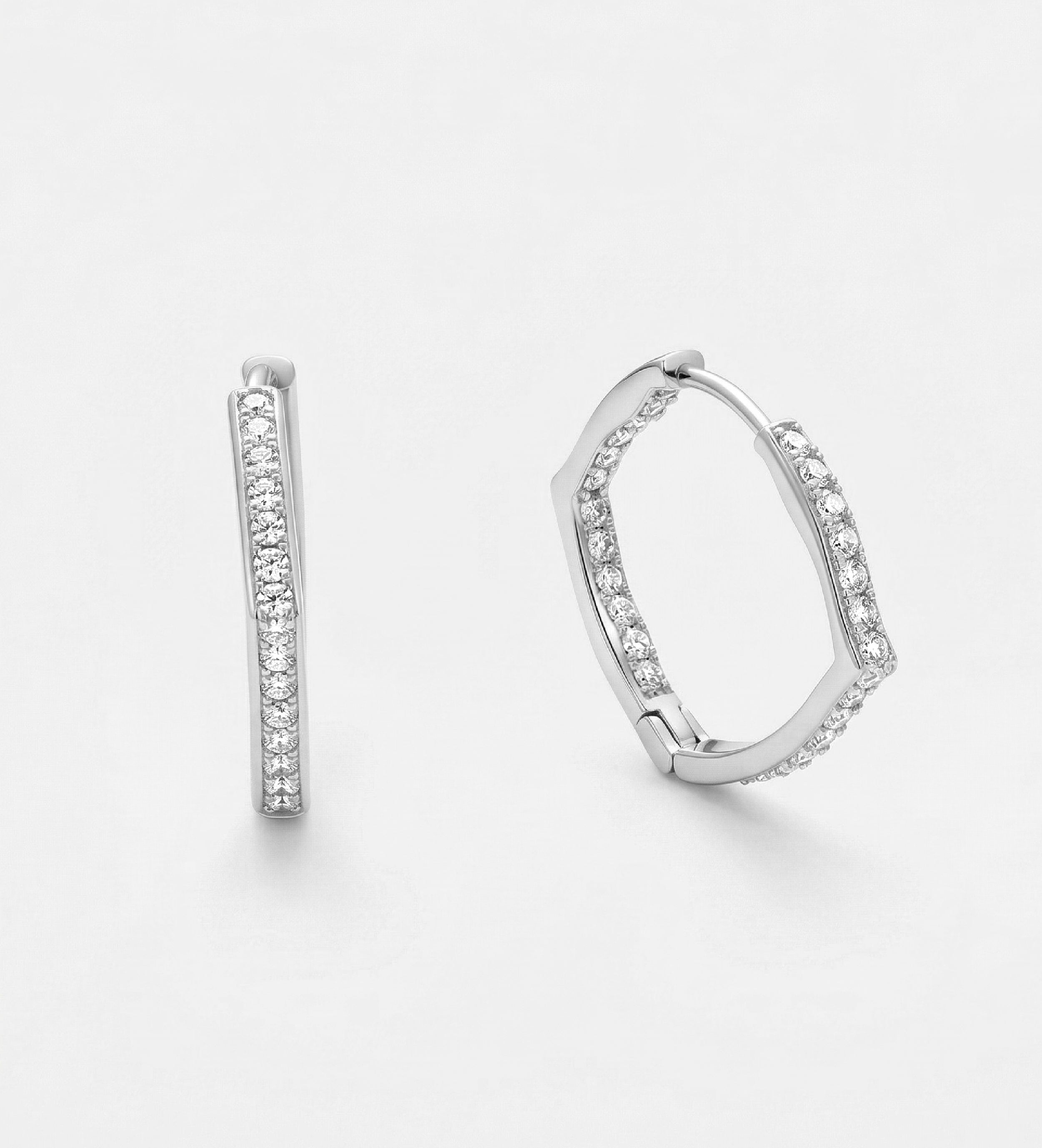 Hexa Hoop Earrings With High Quality Simulated Diamonds - Ash & Harry