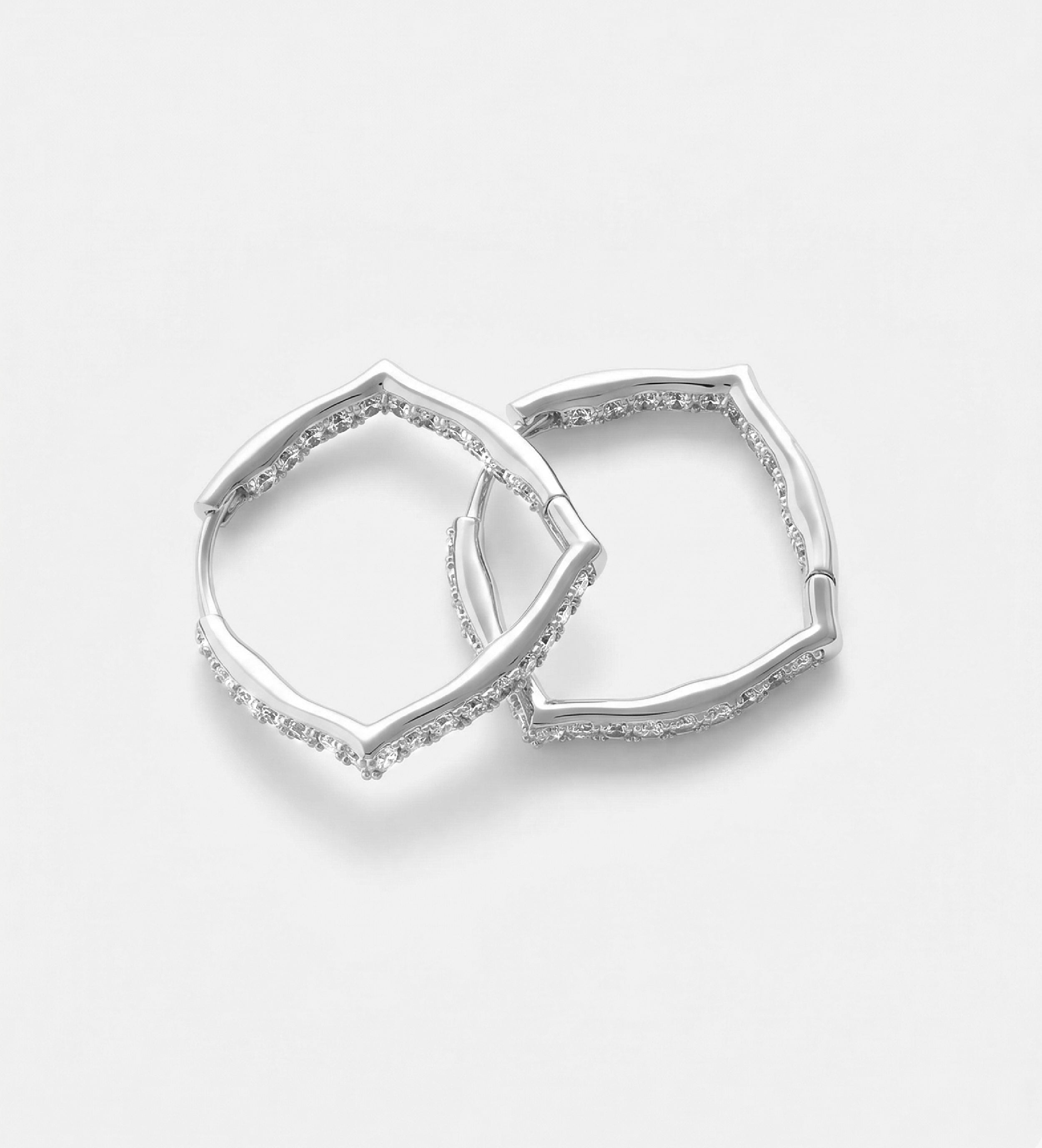 Hexa Hoop Earrings With High Quality Simulated Diamonds - Ash & Harry