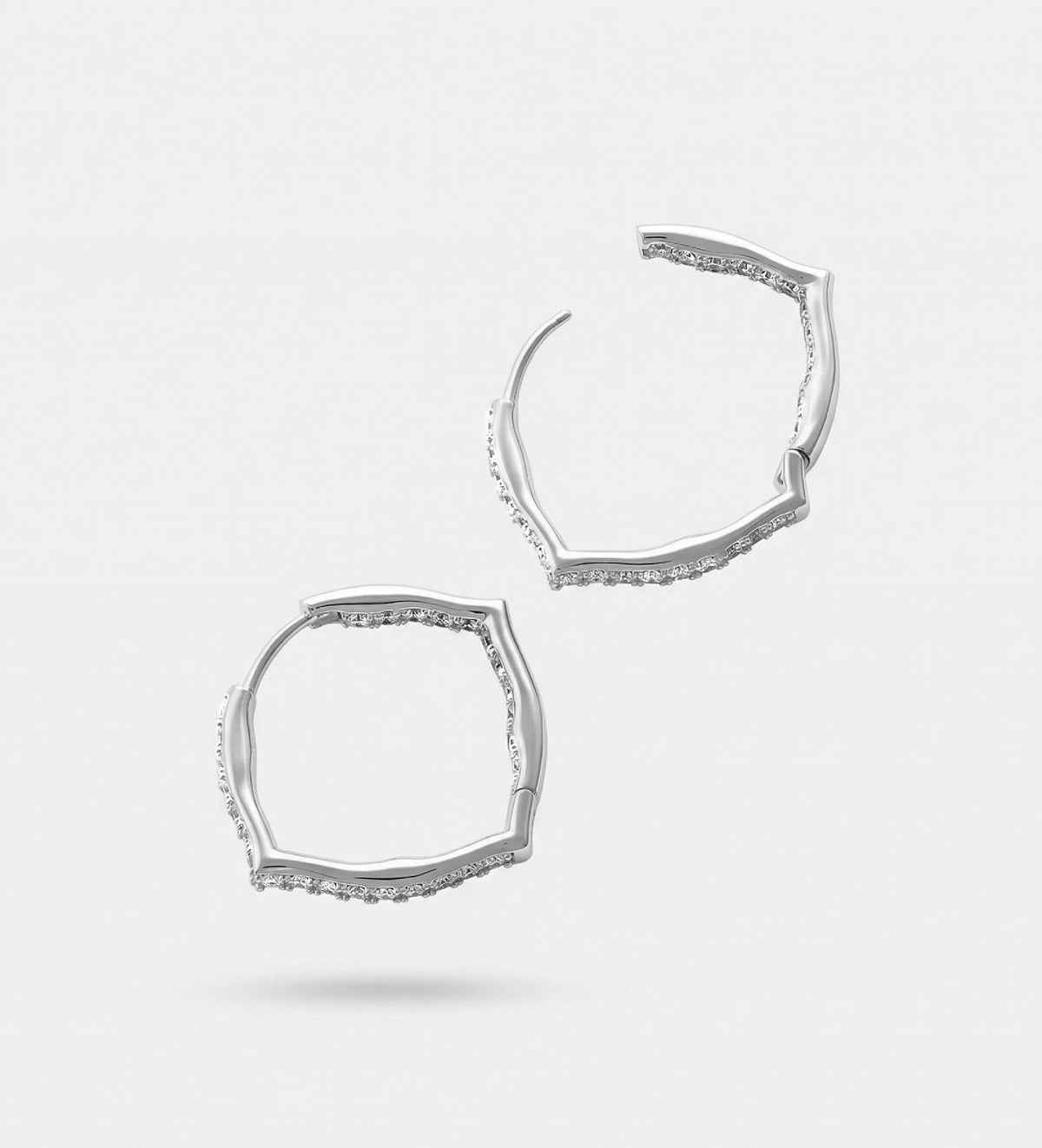 Hexa Hoop Earrings With High Quality Simulated Diamonds - Ash & Harry