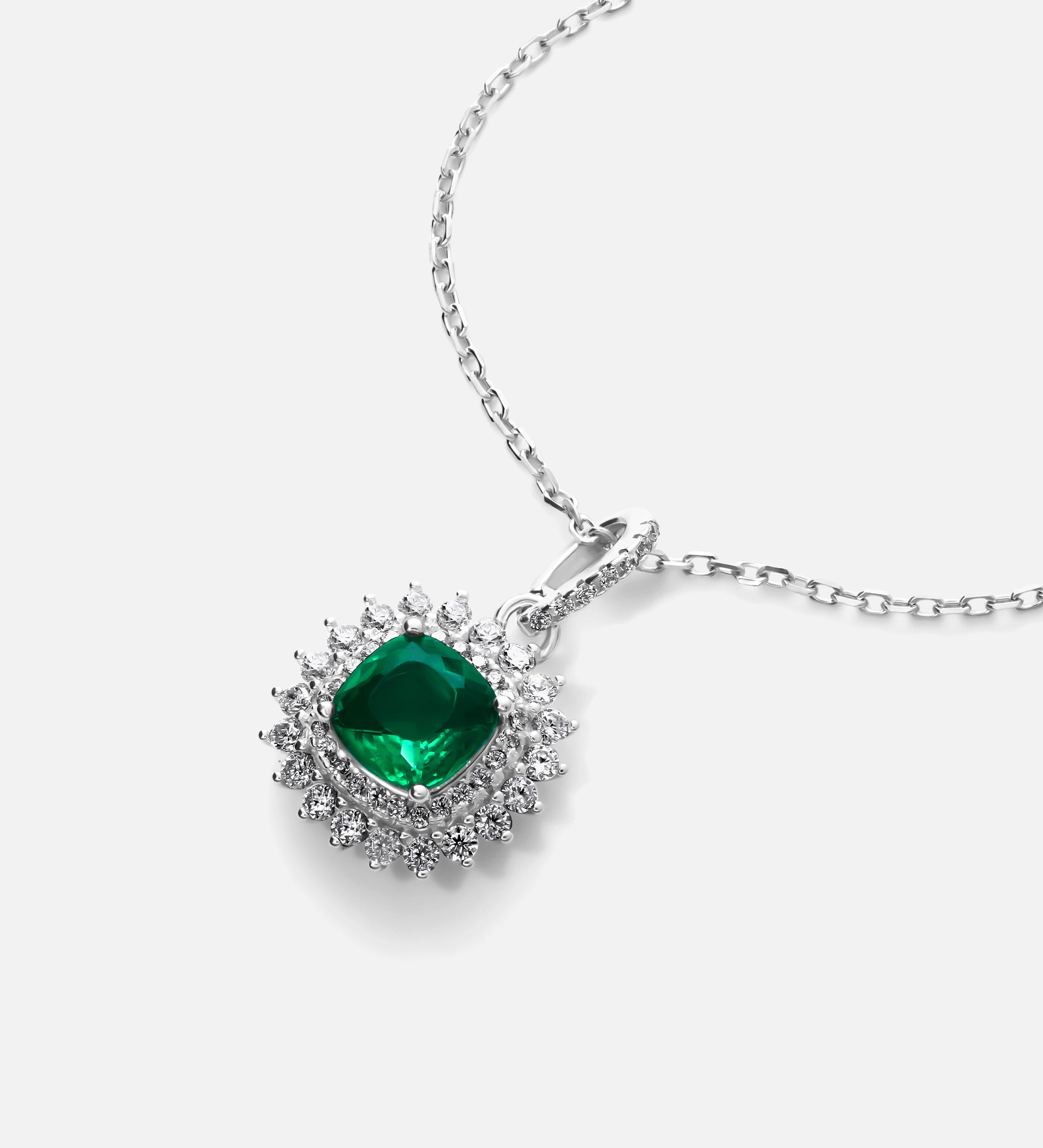 Imperial Emerald Crown Pendant in 925 Silver High Quality Simulated Diamonds and Crafted Emerald Stone - Ash & Harry