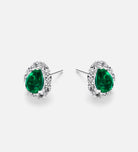 Imperial Emerald Studs in 925 Silver High Quality Simulated Diamonds and Crafted Pear - Cut Emerald Stones - Ash & Harry