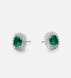 Imperial Emerald Crown Studs in 925 Silver High Quality Simulated Diamonds and Crafted Emerald Stones - Ash & Harry