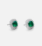 Imperial Emerald Crown Studs in 925 Silver High Quality Simulated Diamonds and Crafted Emerald Stones - Ash & Harry