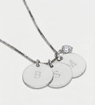 Initial Disc Necklace With .2CT Heart Shaped Lab Diamond in Rhodium Plating on 925 Silver - Ash & Harry