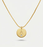 Initial Disc Necklace With Lab Diamond in 18K Gold Plating on 925 Silver - Ash & Harry