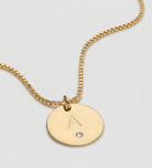 Initial Disc Necklace With Lab Diamond in 18K Gold Plating on 925 Silver - Ash & Harry